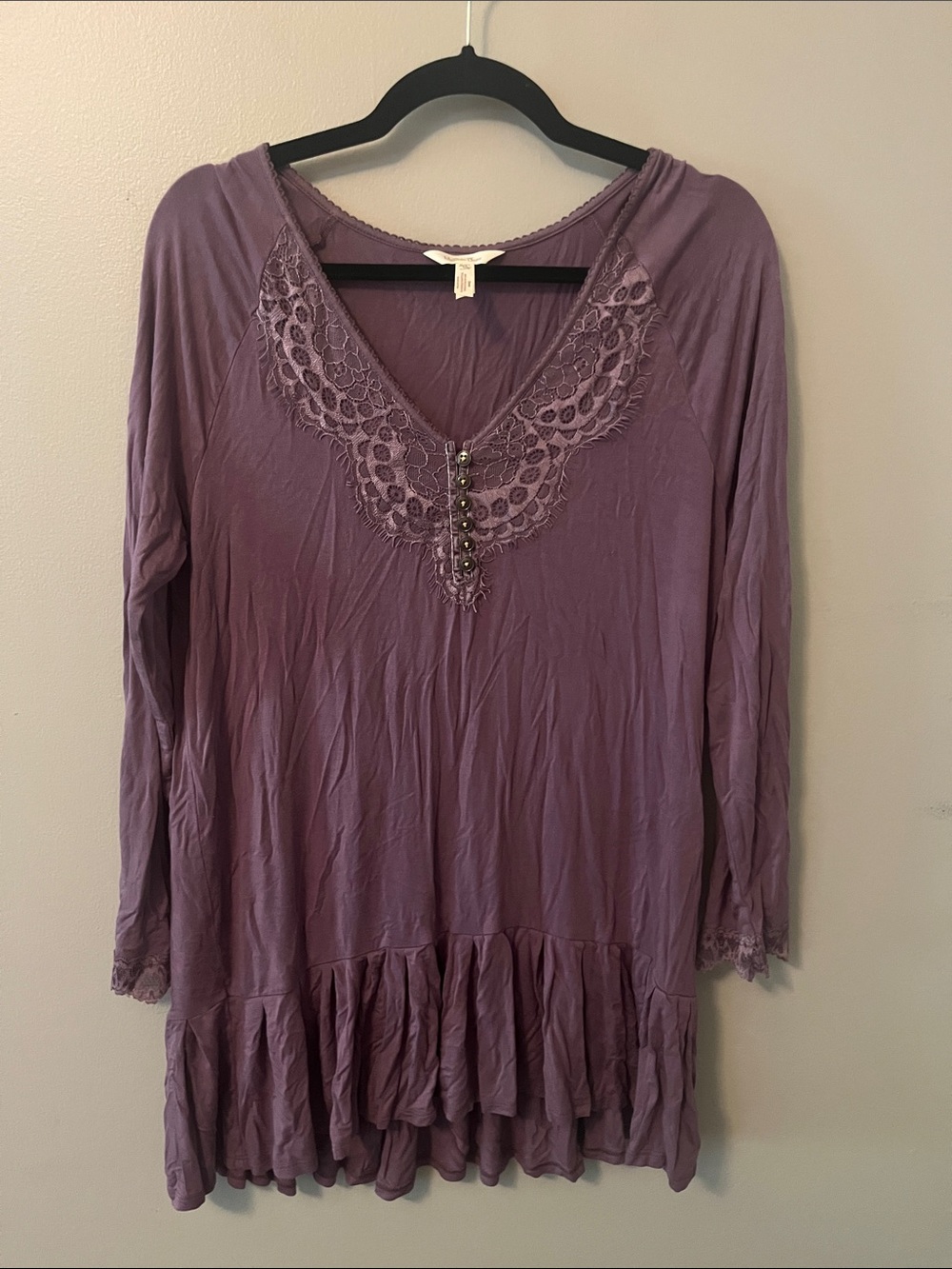 Matilda Jane Lavender Lace-Trim V-Neck Tunic